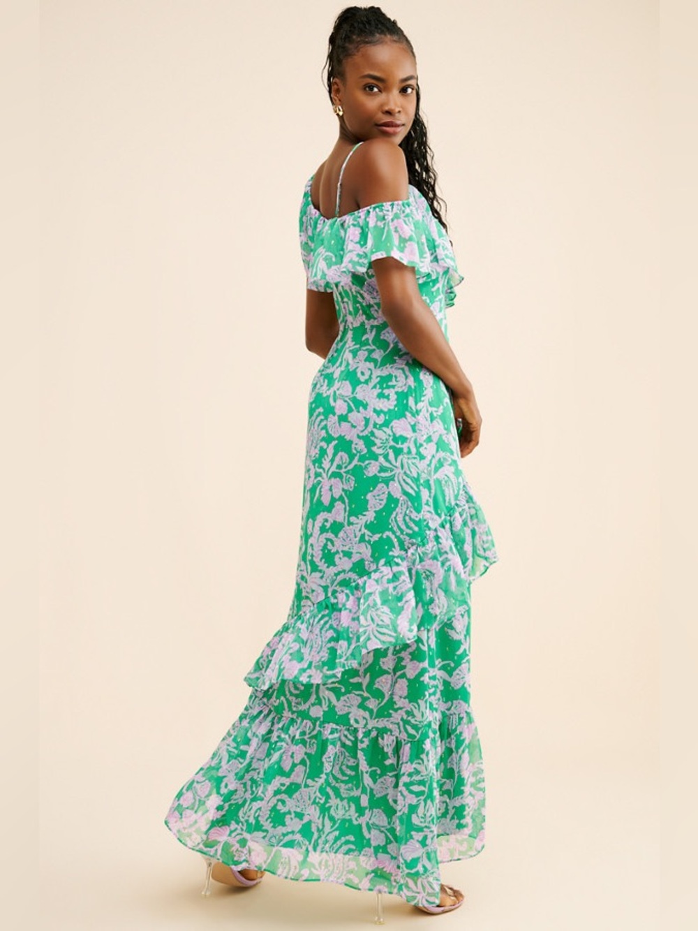 Lilly Pulitzer x Anthropologie Rosalynn Ruffle Maxi Dress Gown sz 8 - Picture 2 of 9